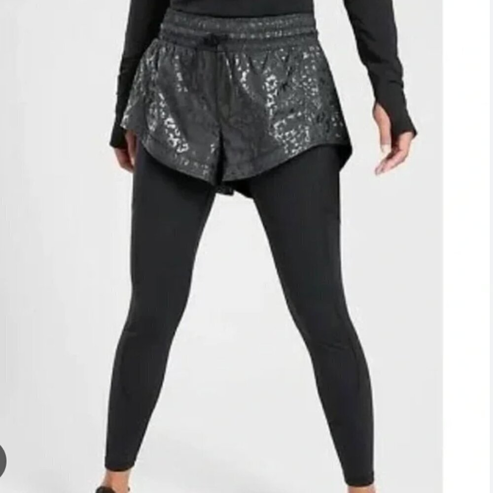 Athleta Black Layered Leggings with Short Overlay